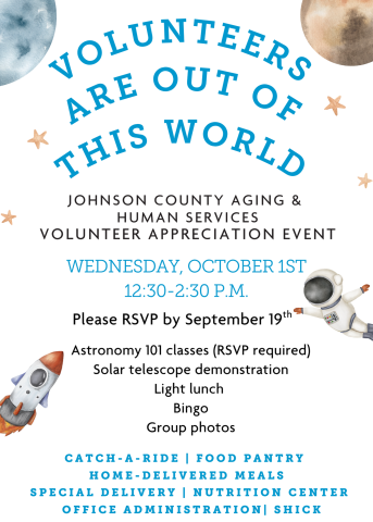 Flyer for the 2025 Aging & Human Volunteer Appreciation Event